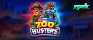 Tampilan visual slot Zoo Busters dengan karakter hewan punk